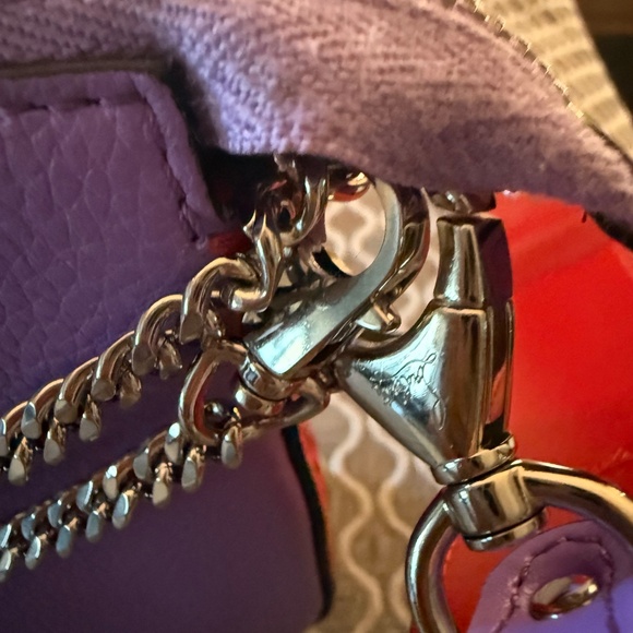 Christian Louboutin Loubila Purple and Red Leather Shoulder Bag - Picture 5 of 14